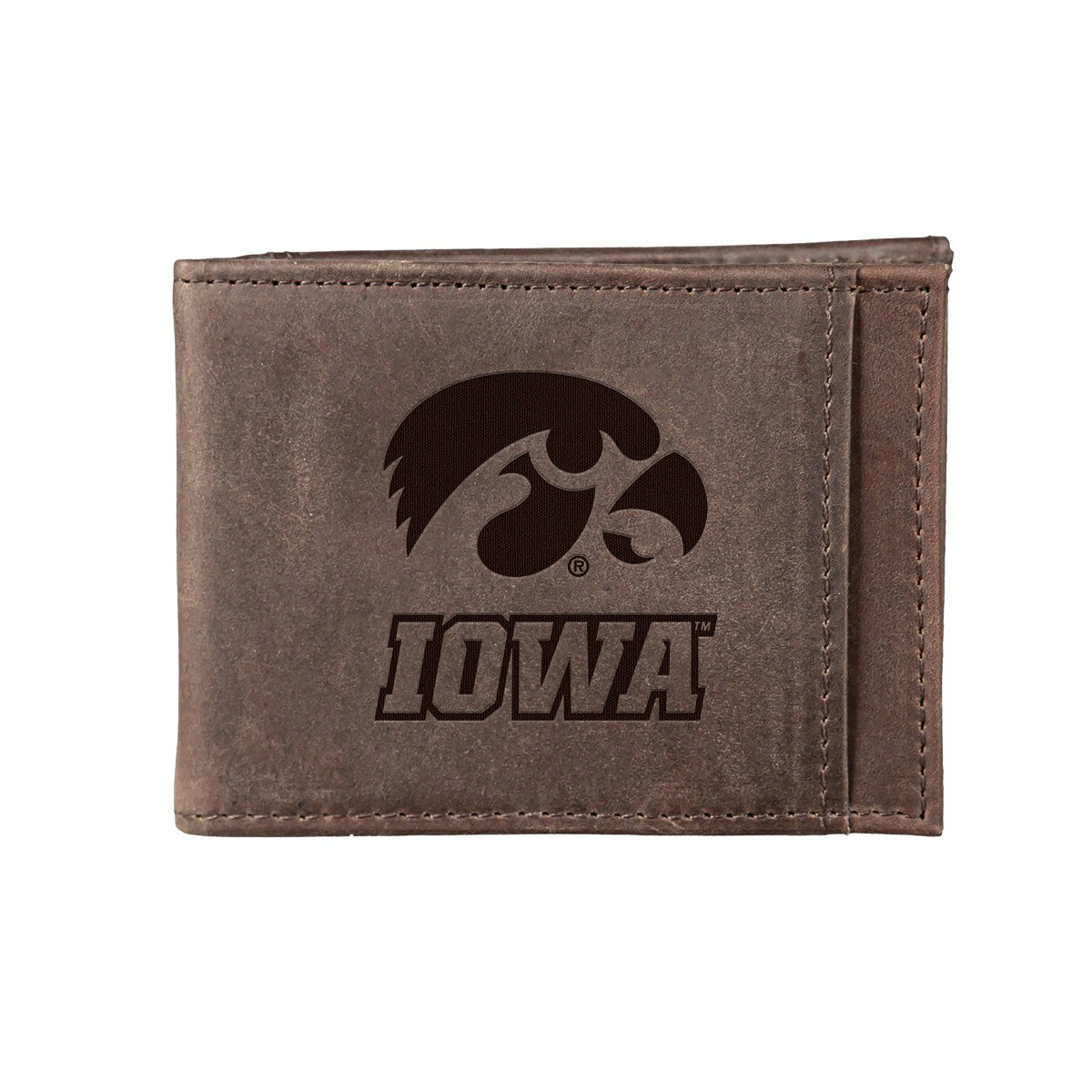 Front Pocket Wallet w/ RFID Blocking, University of Iowa, Brown - Collegiate Home