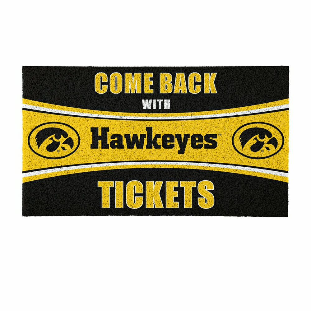 28" x 16" PVC Trapper Mat, Come Back with Tickets, University of Iowa - Collegiate