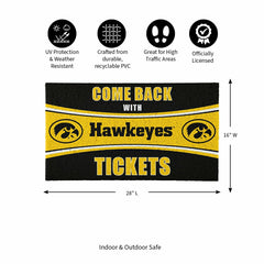28" x 16" PVC Trapper Mat, Come Back with Tickets, University of Iowa - Collegiate