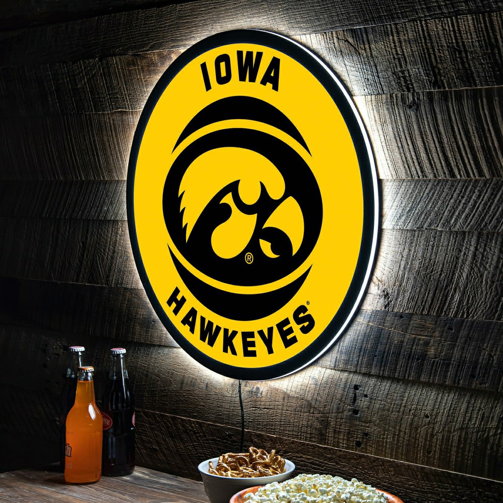 LED Wall Decor, Round, University of Iowa - Collegiate Home