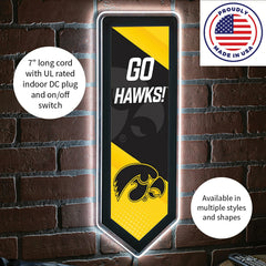 LED Wall Decor, Pennant, University of Iowa - Collegiate Home
