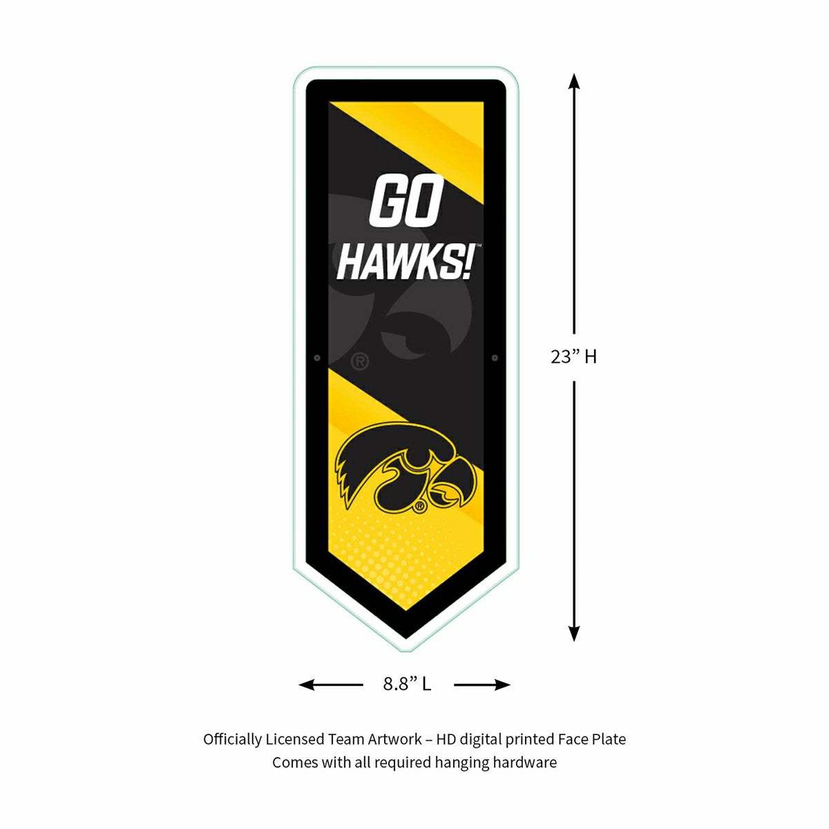 LED Wall Decor, Pennant, University of Iowa - Collegiate Home