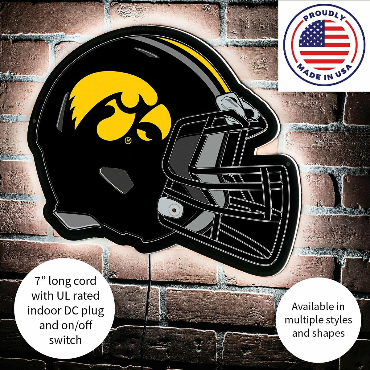 LED Wall Decor, Helmet, University of Iowa - Collegiate Home