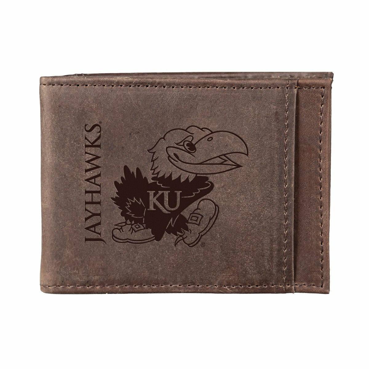 Front Pocket Wallet w/ RFID Blocking, University of Kansas, Brown - Collegiate Home