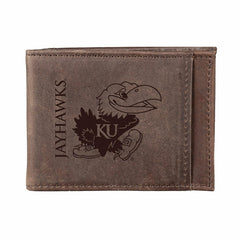 Front Pocket Wallet w/ RFID Blocking, University of Kansas, Brown - Collegiate Home