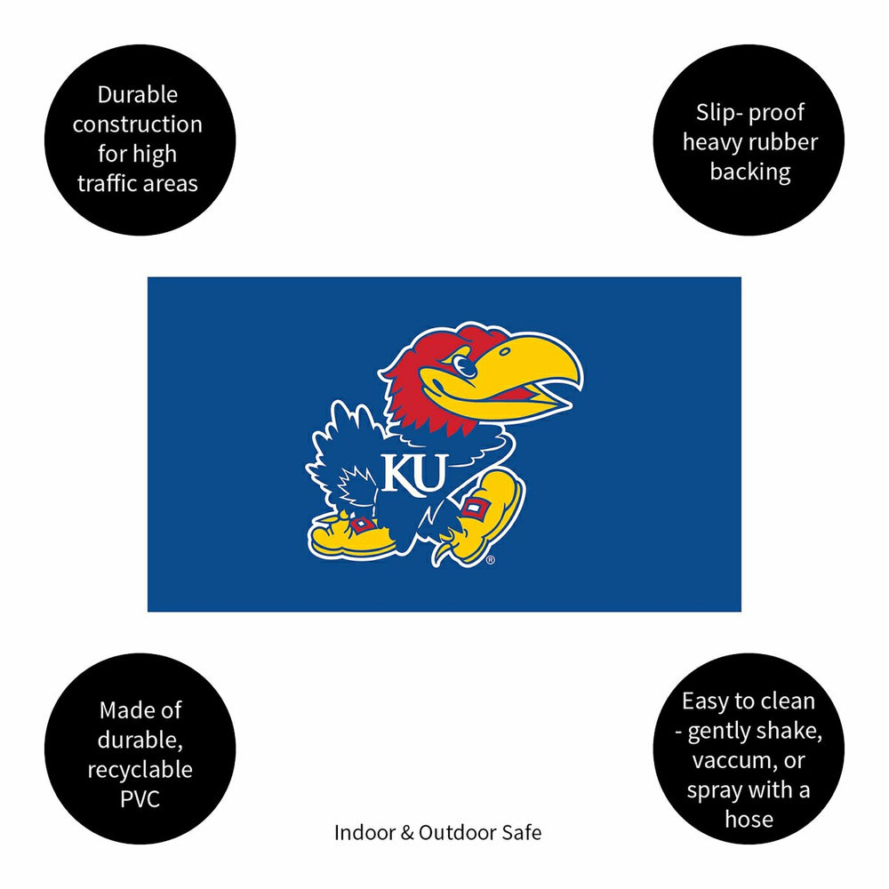 Full Color PVC Mat, 16" x 28", University of Kansas - Collegiate