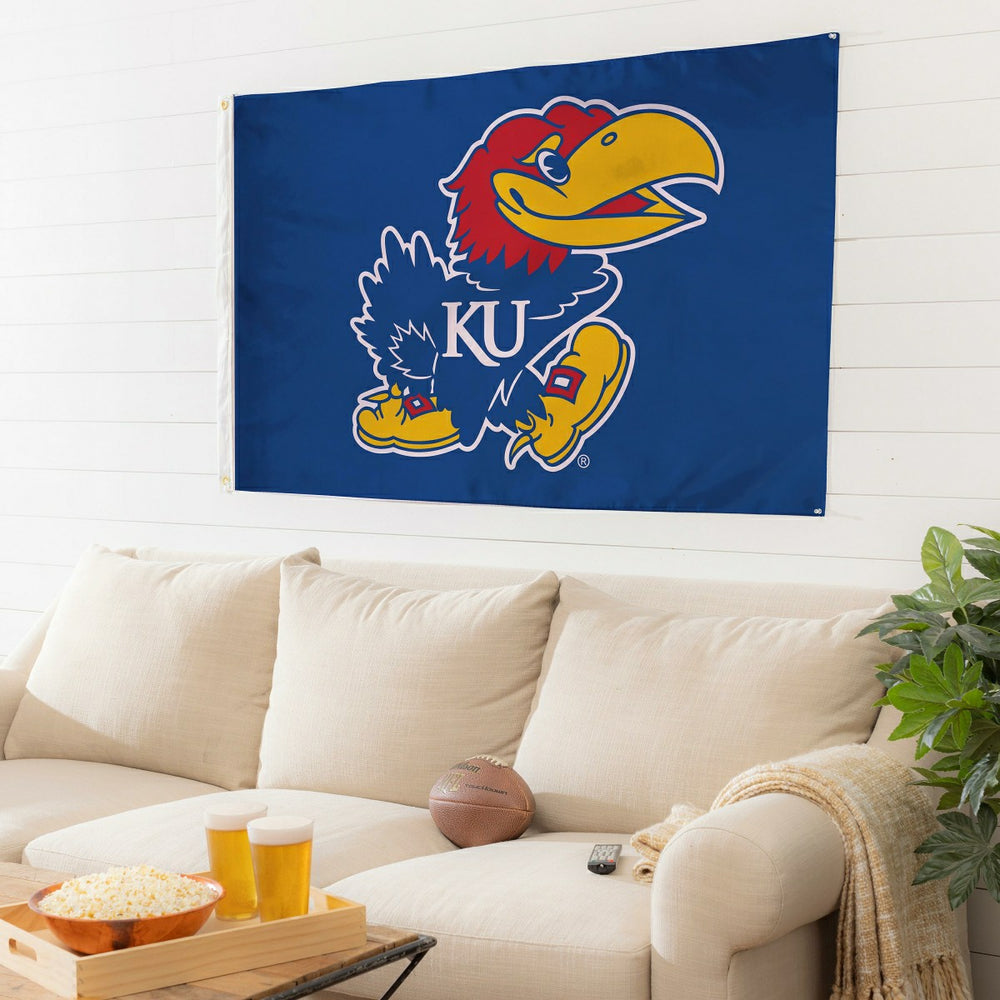 University of Kansas Single Sided Estate Flag with 2 Grommets, 3'x5' - Collegiate Home