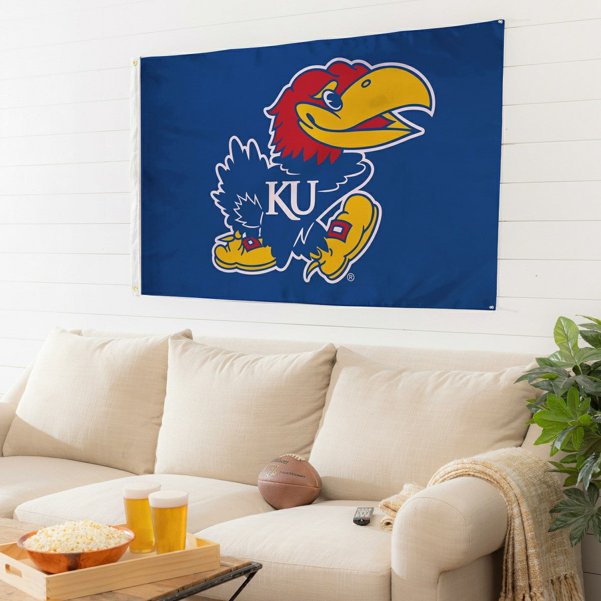 University of Kansas Single Sided Estate Flag with 2 Grommets, 3'x5' - Collegiate Home