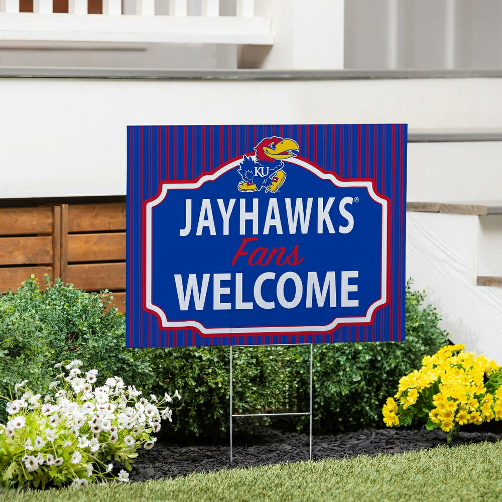 University of Kansas Coroplast Yard Sign, "Fans Welcome" - Collegiate Home