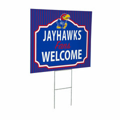 University of Kansas Coroplast Yard Sign, "Fans Welcome" - Collegiate Home