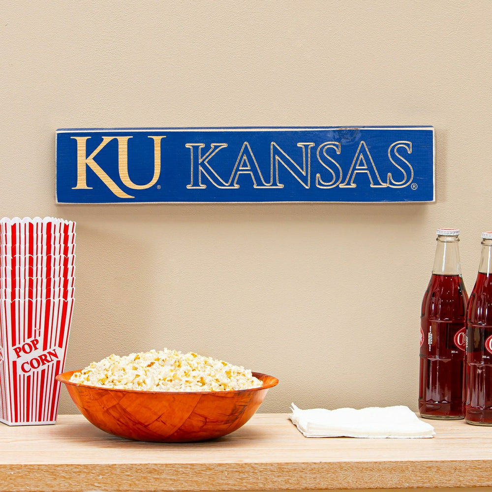 University of Kansas Engraved Wood Sign, 3.5" x 18" - Collegiate Home