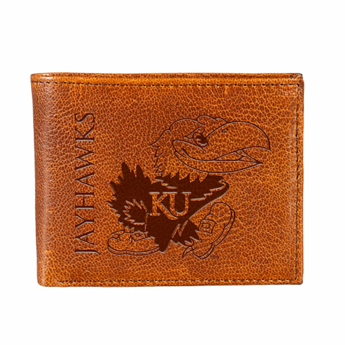 University of Kansas, Embossed 100% Genuine Tumbled Leather Passcase B - Collegiate Home