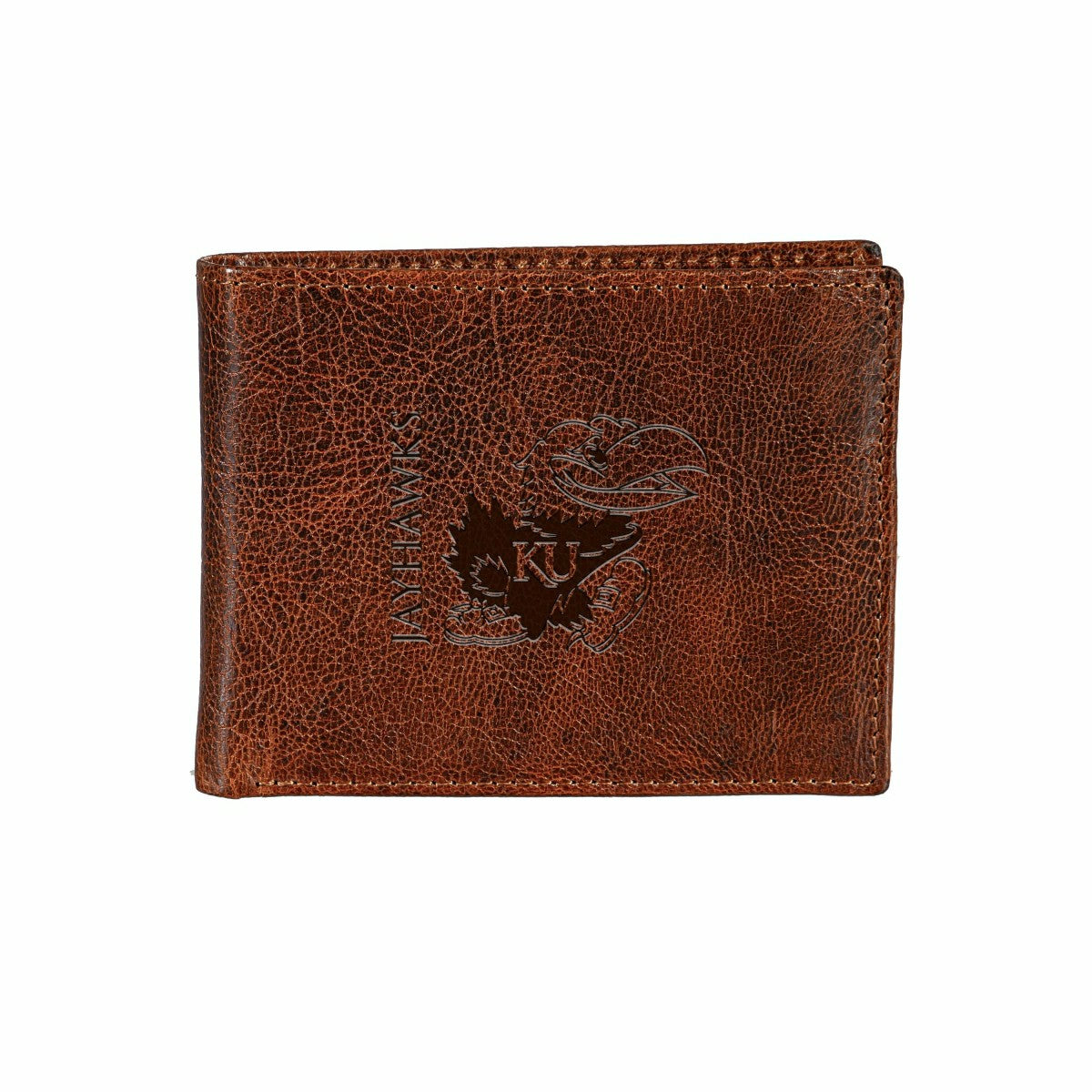 University of Kansas, Embossed 100% Genuine Tumbled Leather Passcase B - Collegiate Home