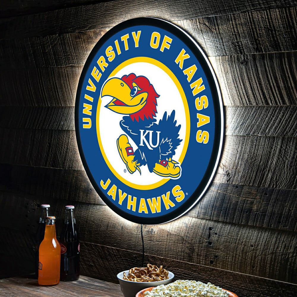 LED Wall Decor, Round, University of Kansas - Collegiate Home