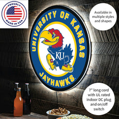 LED Wall Decor, Round, University of Kansas - Collegiate Home