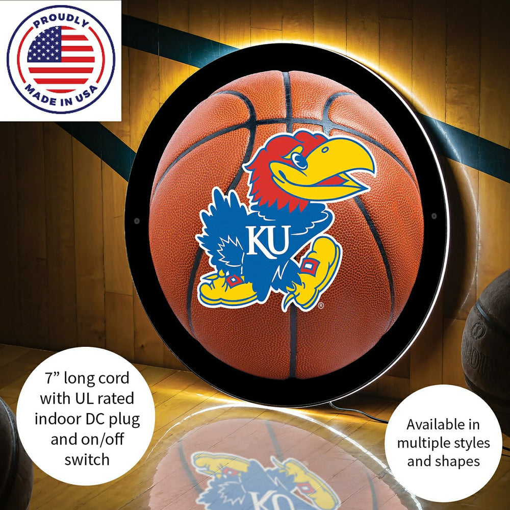 LED Wall Decor, Round, Med, Kansas Basketball - Collegiate Home