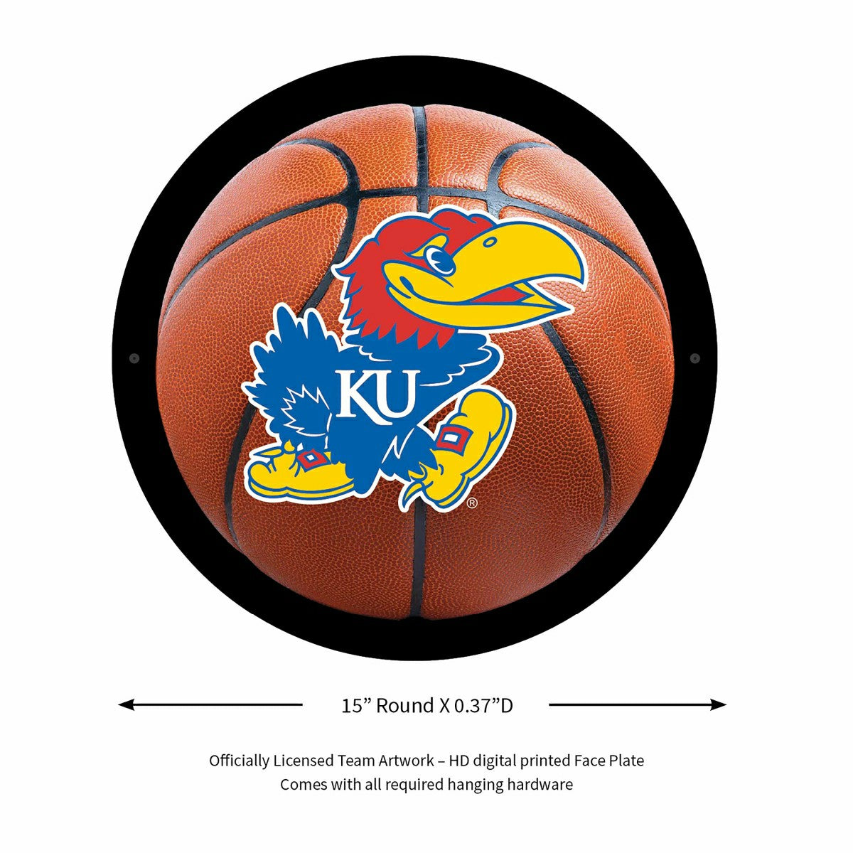 LED Wall Decor, Round, Med, Kansas Basketball - Collegiate Home
