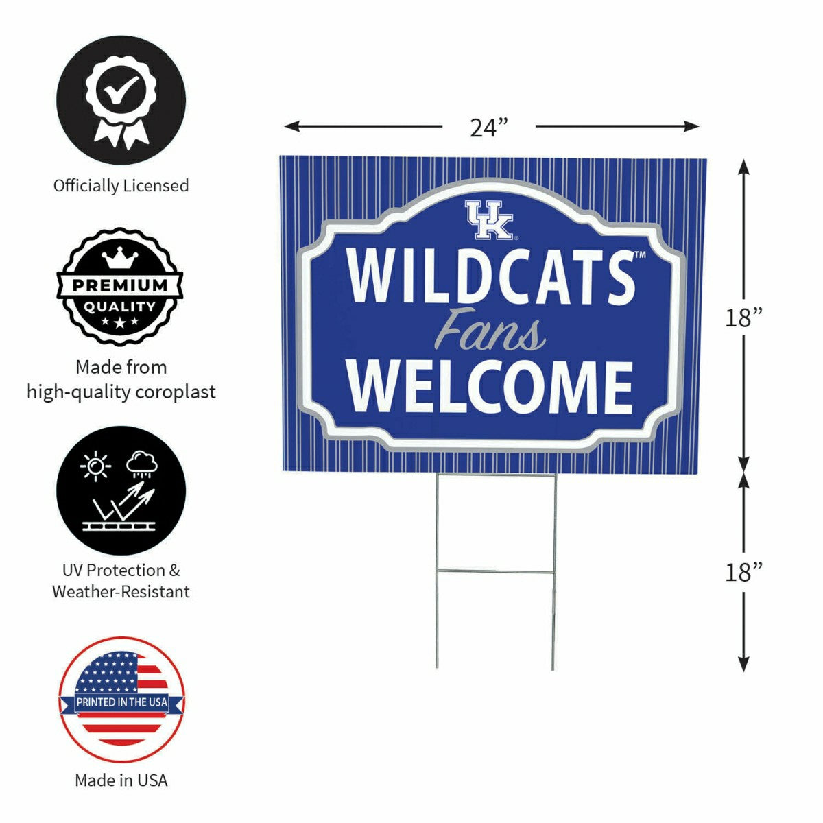 University of Kentucky Coroplast Yard Sign, "Fans Welcome" - Collegiate Home