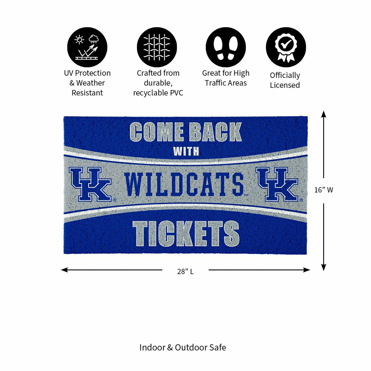 28" x 16" PVC Trapper Mat, Come Back with Tickets, University of Kentu - Collegiate