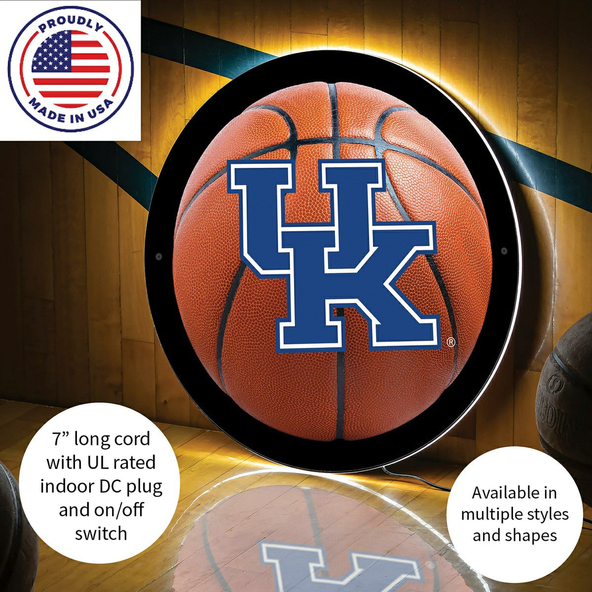LED Wall Decor, Round, Med, Univ of Kentucky Basketball - Collegiate Home