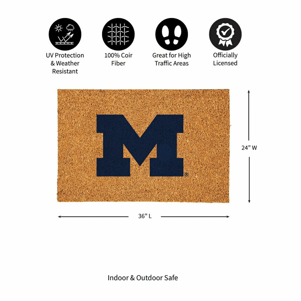 University Of Michigan Large Full Color Coir Mat, 36"x24" - Collegiate