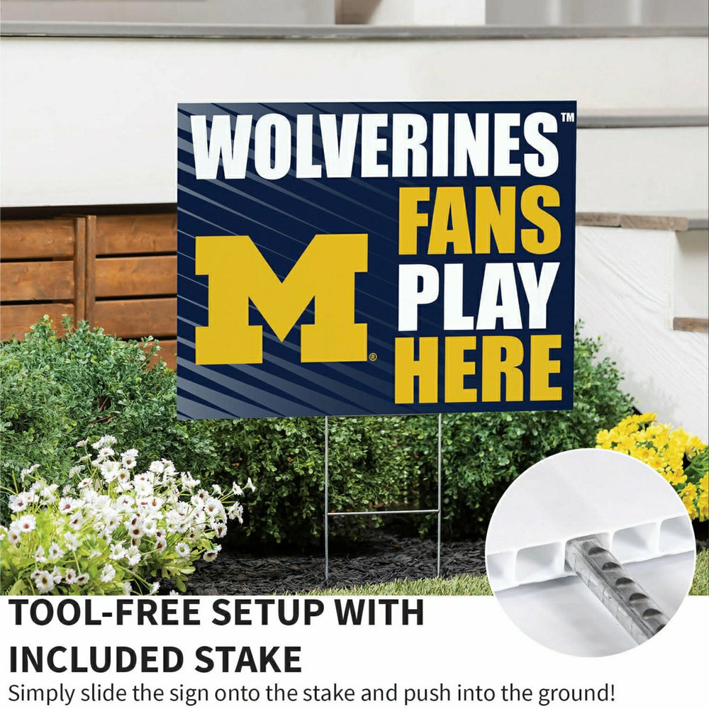 University Of Michigan Coroplast Yard Sign "Fans Play Here" - Collegiate Home