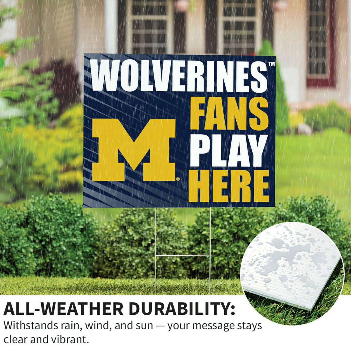 University Of Michigan Coroplast Yard Sign "Fans Play Here" - Collegiate Home