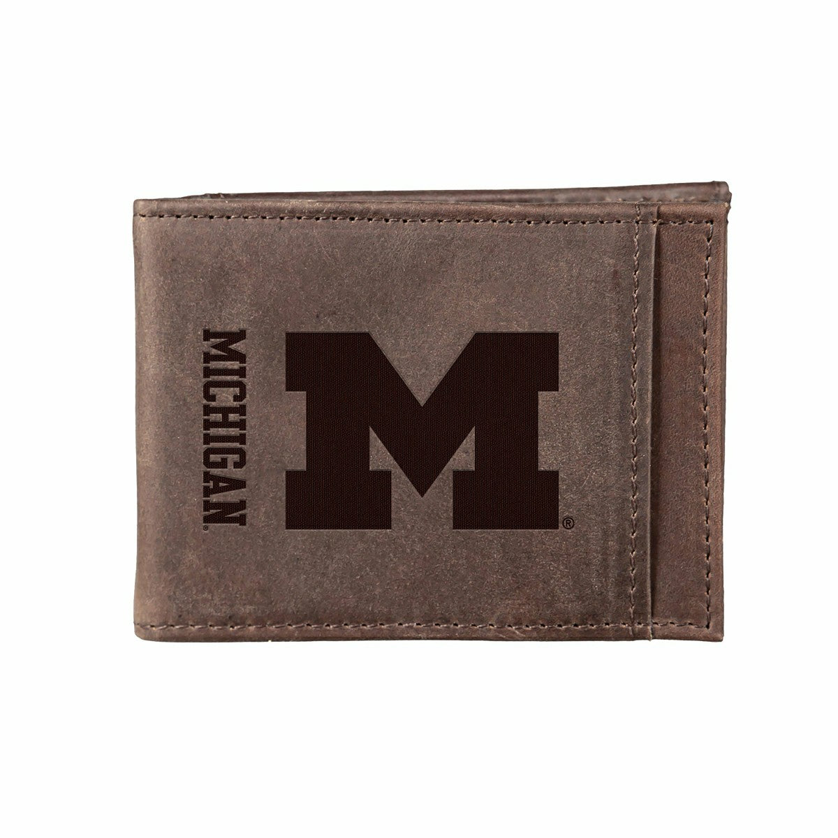 Front Pocket Wallet w/ RFID Blocking, University Of Michigan, Brown - Collegiate Home