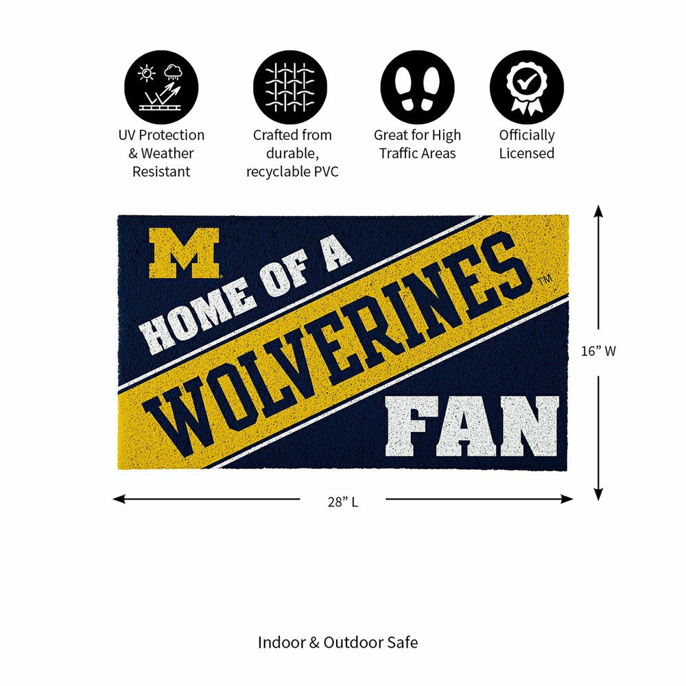 University Of Michigan, PVC Mat COLOR, Home of a Fan - Collegiate