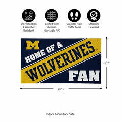 University Of Michigan, PVC Mat COLOR, Home of a Fan - Collegiate
