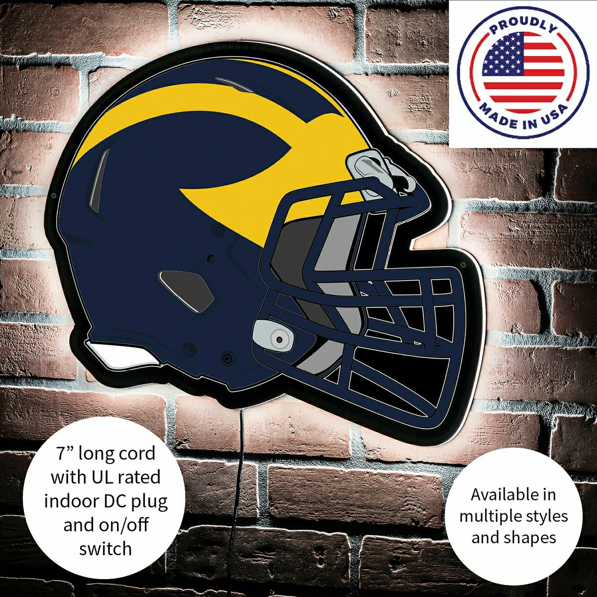 LED Wall Decor, Helmet, University Of Michigan - Collegiate Home