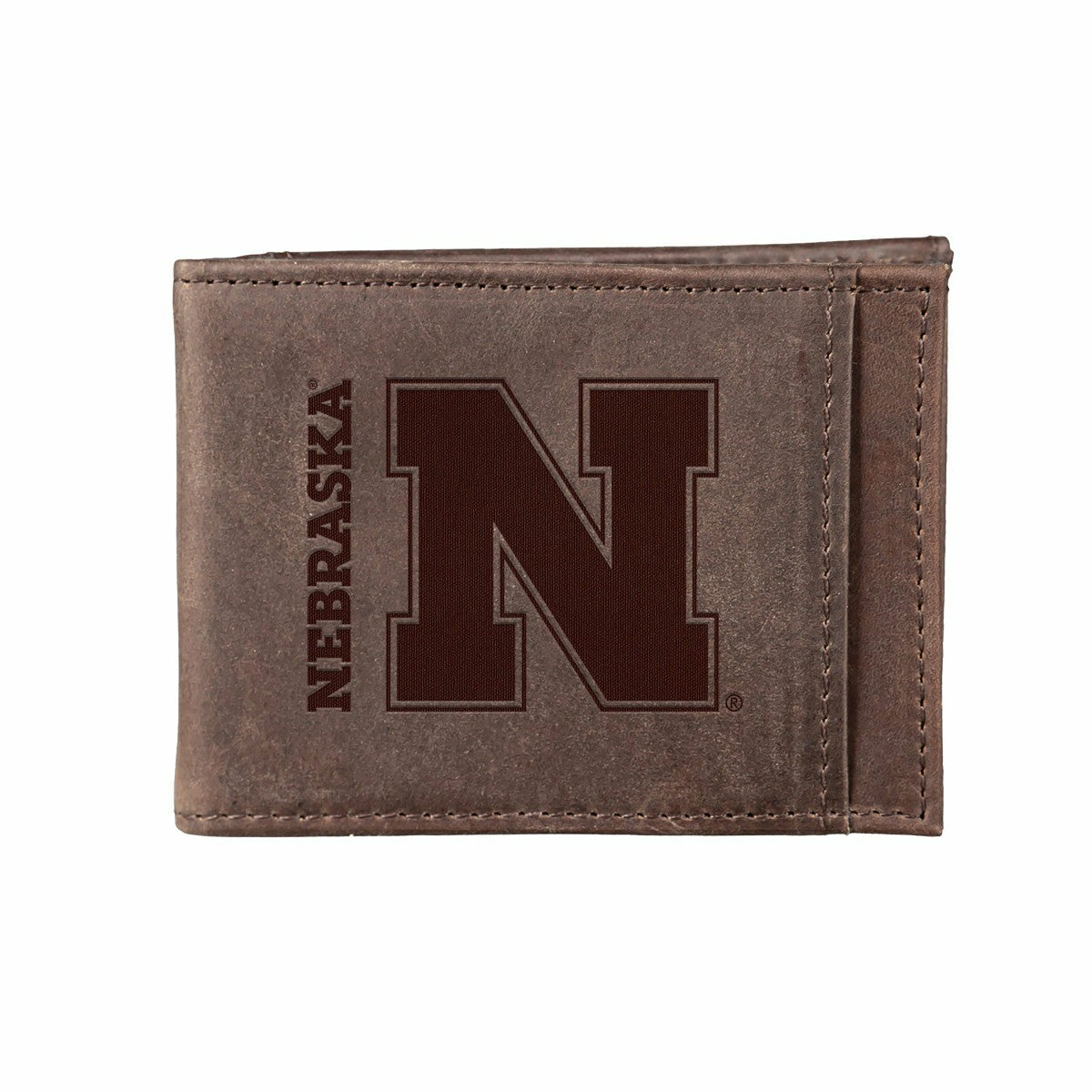 Front Pocket Wallet w/ RFID Blocking, University of Nebraska, Brown - Collegiate Home