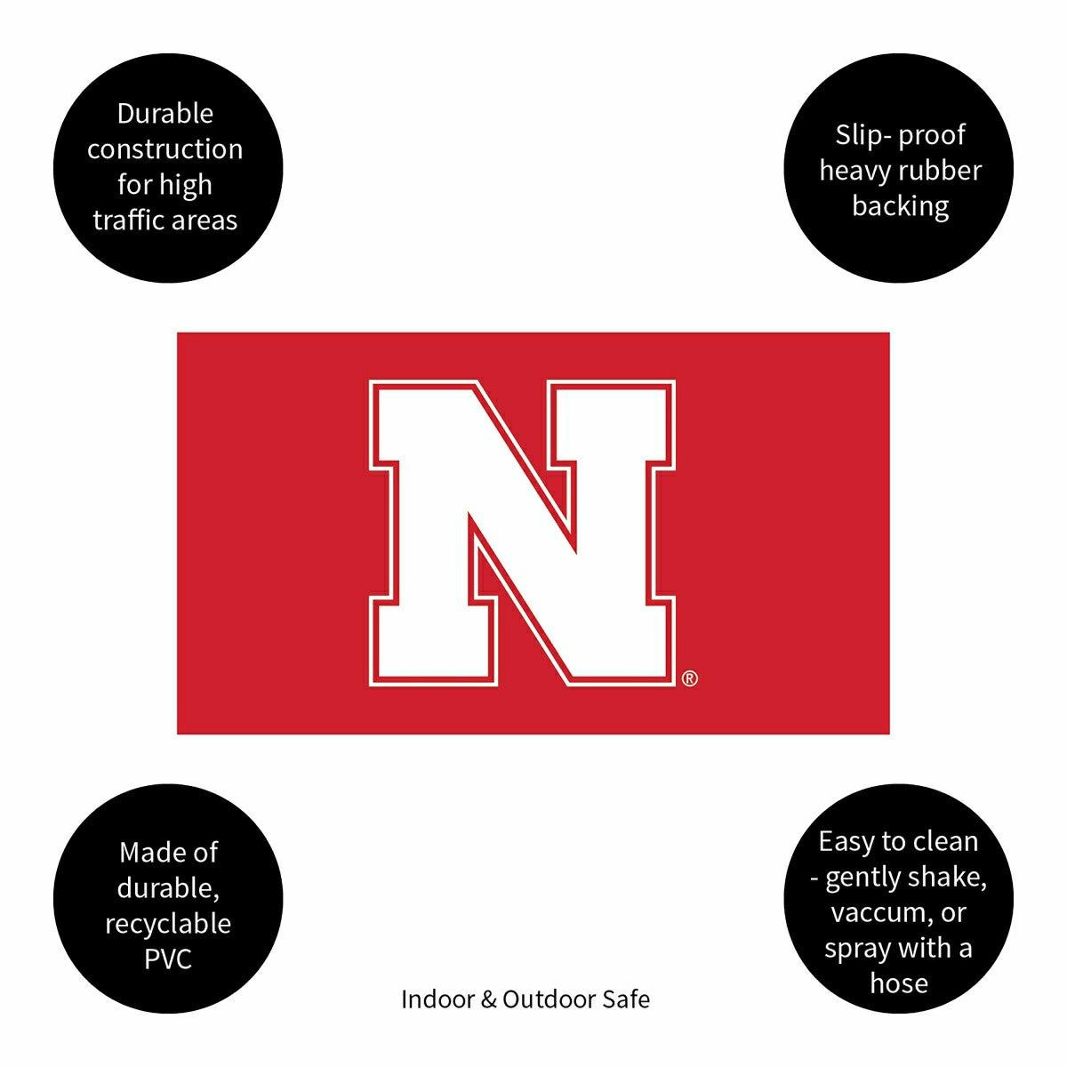 Full Color PVC Mat, 16" x 28", University of Nebraska - Collegiate