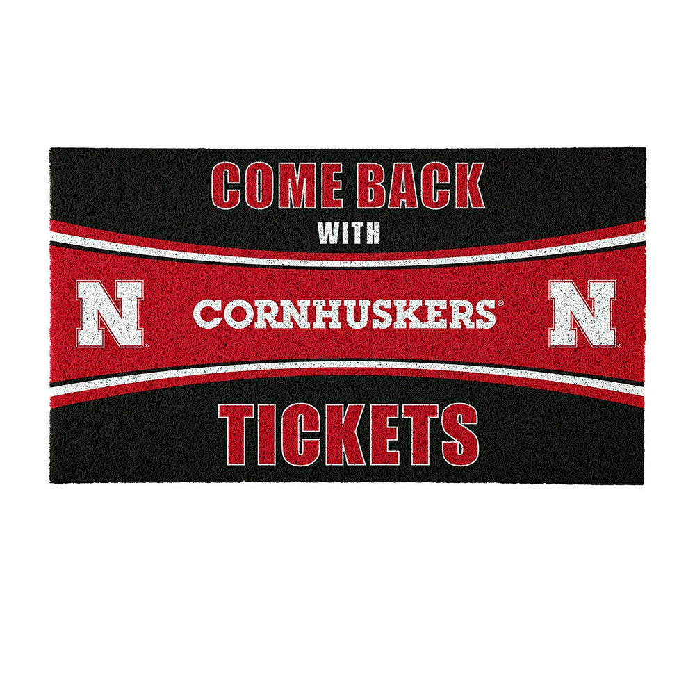 28" x 16" PVC Trapper Mat, Come Back with Tickets, University of Nebra - Collegiate