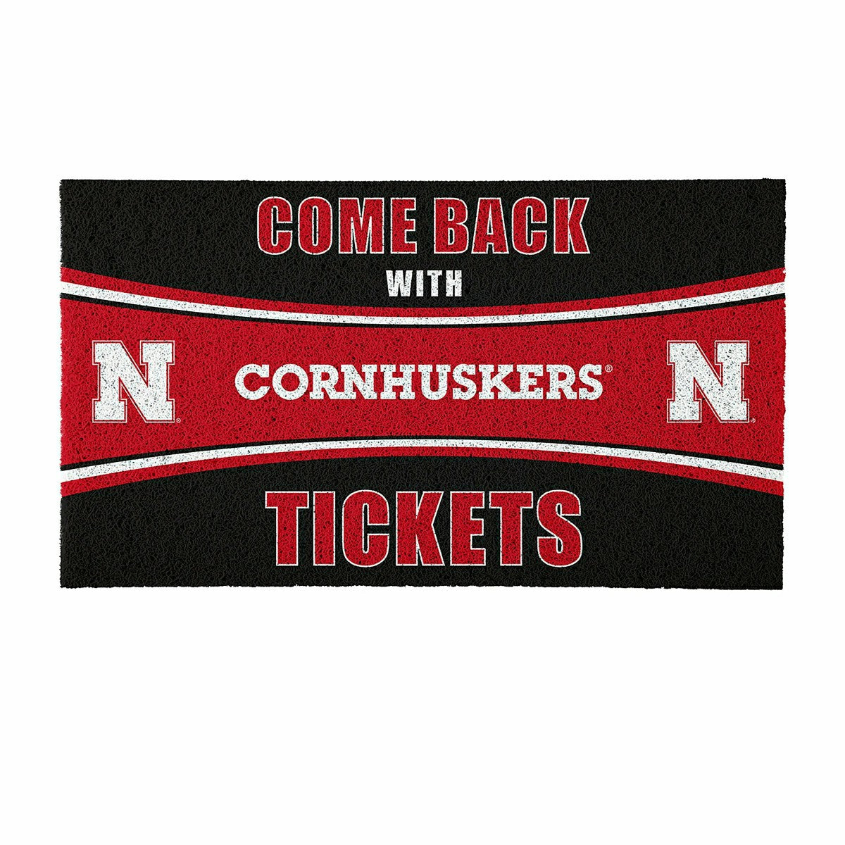 28" x 16" PVC Trapper Mat, Come Back with Tickets, University of Nebra - Collegiate