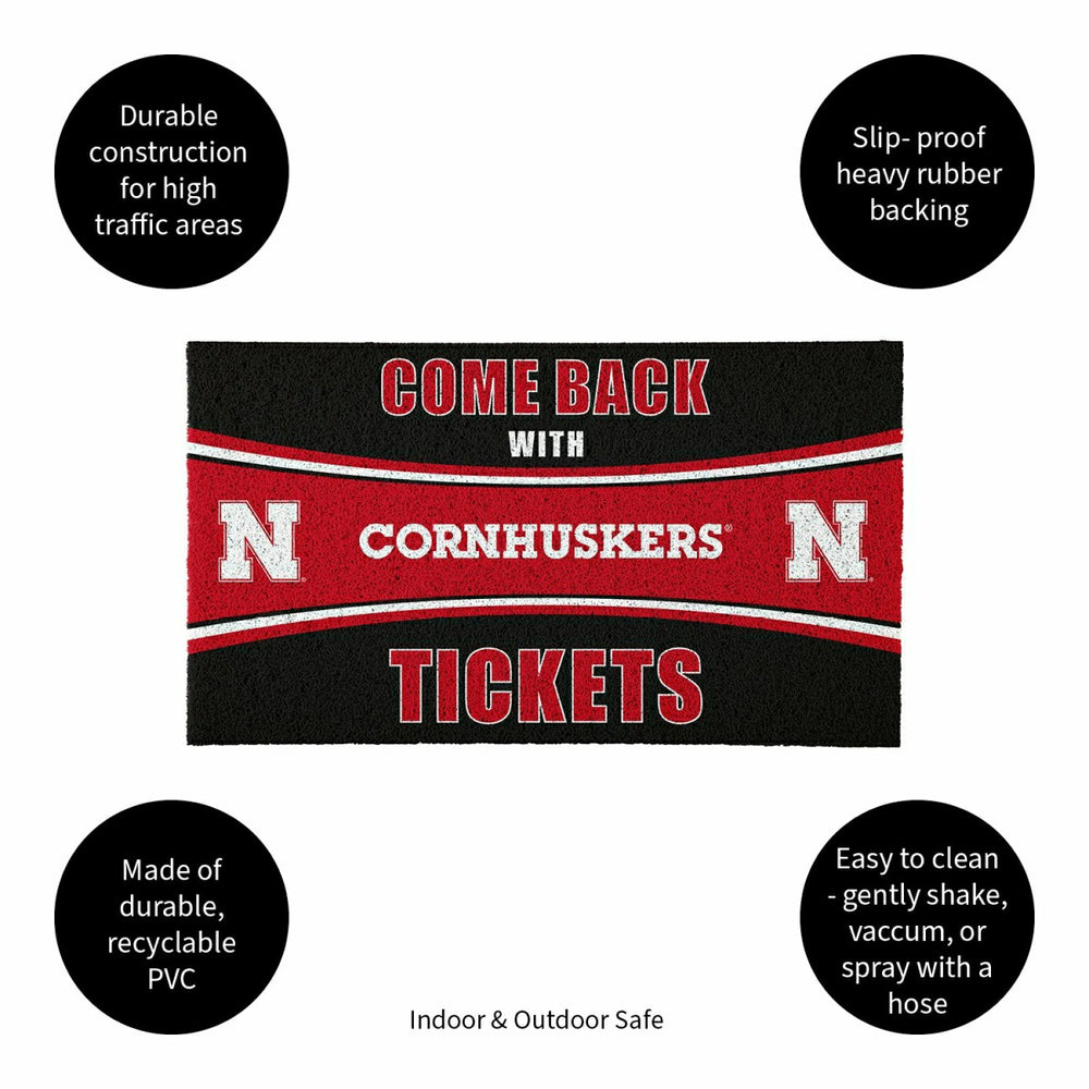 28" x 16" PVC Trapper Mat, Come Back with Tickets, University of Nebra - Collegiate