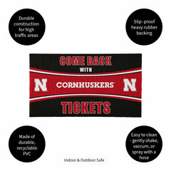 28" x 16" PVC Trapper Mat, Come Back with Tickets, University of Nebra - Collegiate