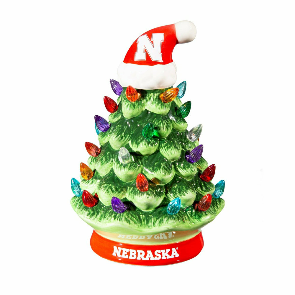 8" LED Ceramic Christmas Tree, University of Nebraska - Collegiate Home