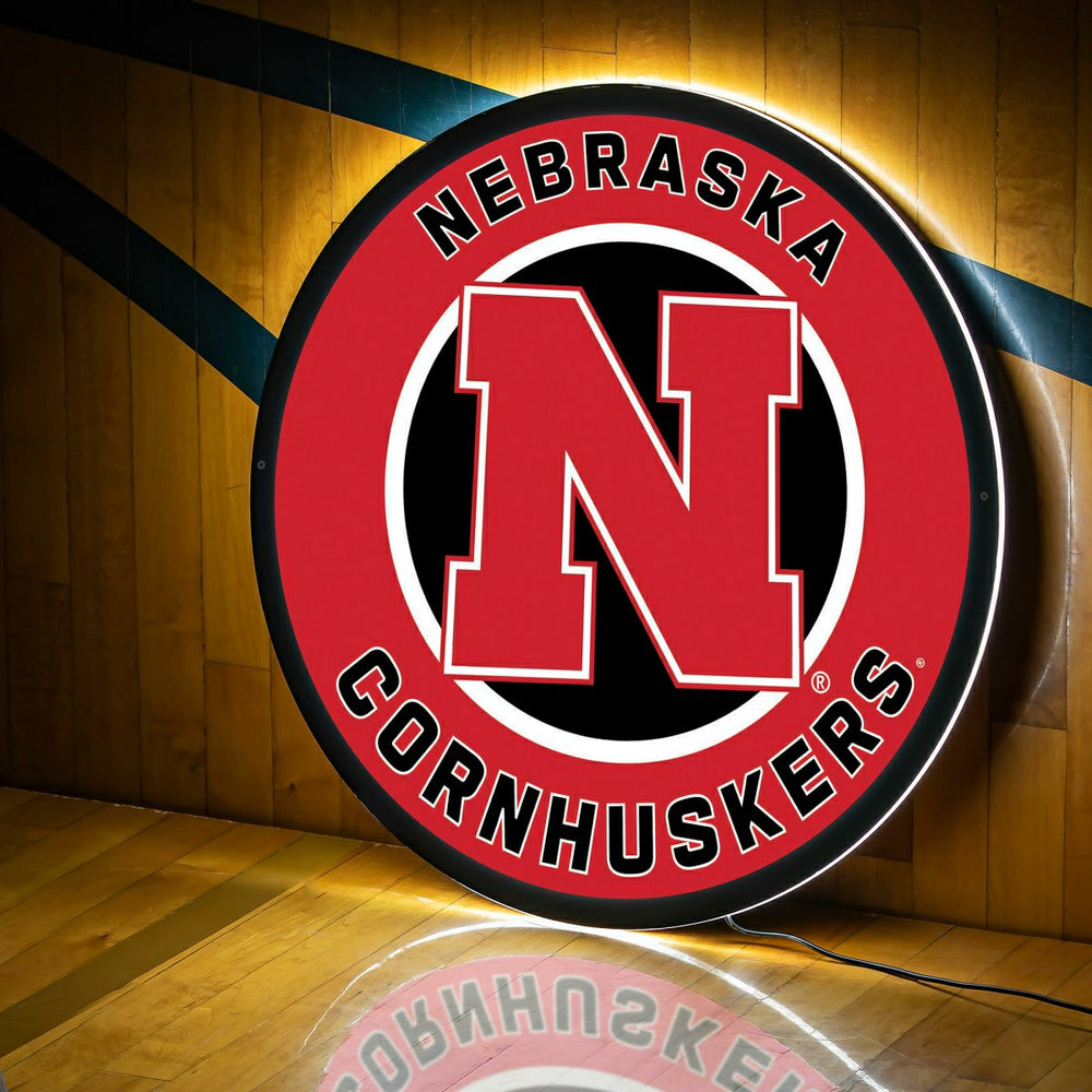 LED Wall Decor, Round, University of Nebraska - Collegiate Home