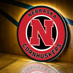 LED Wall Decor, Round, University of Nebraska - Collegiate Home