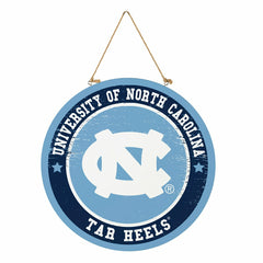University of North Carolina Round Door Décor with Hanging Rope, 18x18 - Collegiate Home