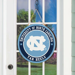 University of North Carolina Round Door Décor with Hanging Rope, 18x18 - Collegiate Home