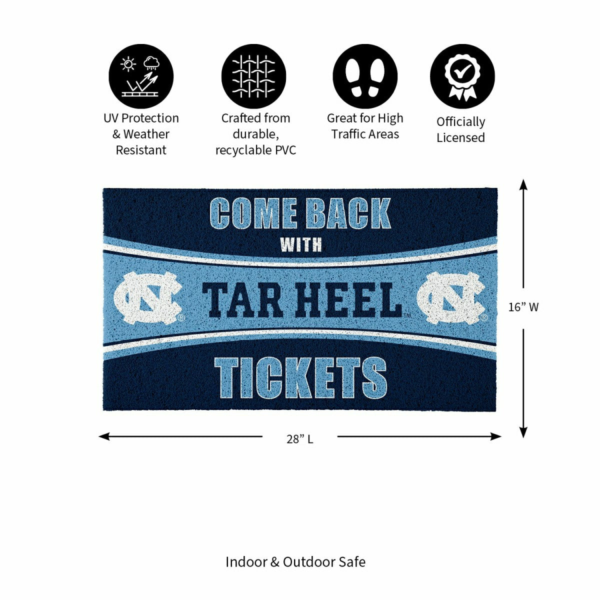 28" x 16" PVC Trapper Mat, Come Back with Tickets, University of North - Collegiate