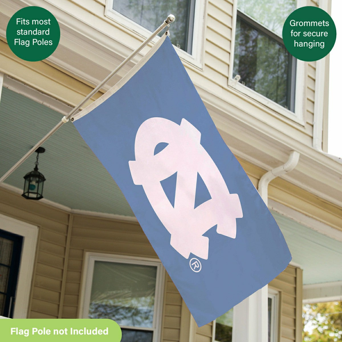 University of North Carolina Single Sided Flag w/ 2 Grommets, 3'x5' - Collegiate Home