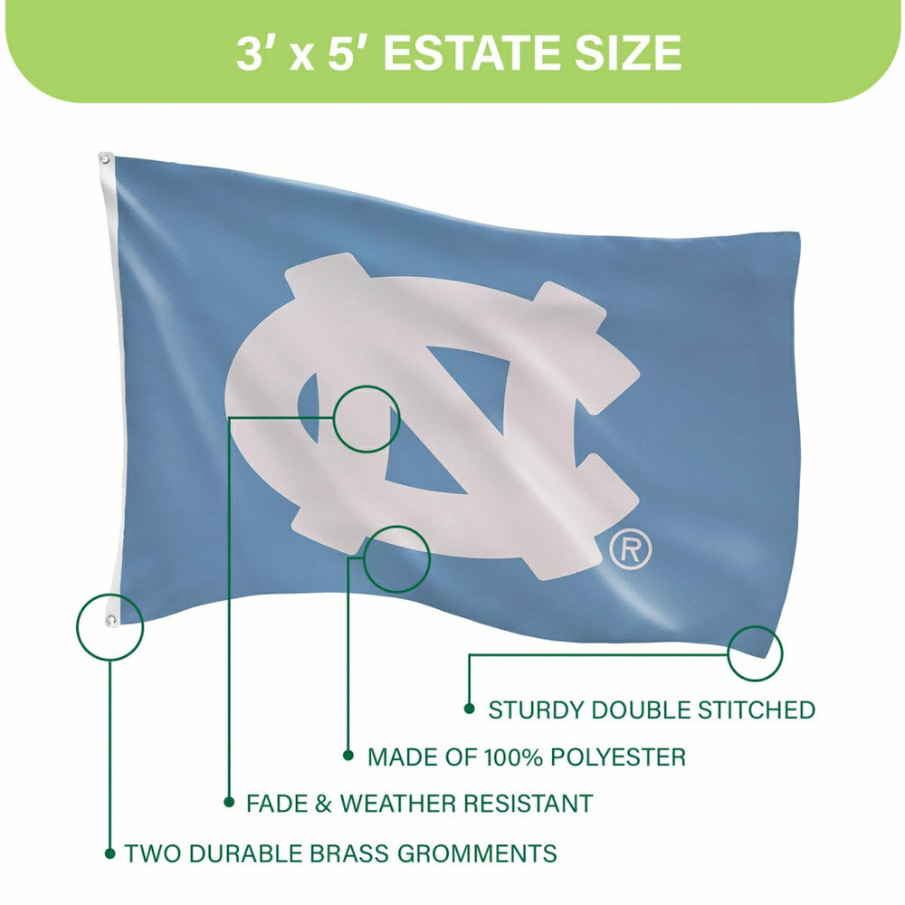 University of North Carolina Single Sided Flag w/ 2 Grommets, 3'x5' - Collegiate Home