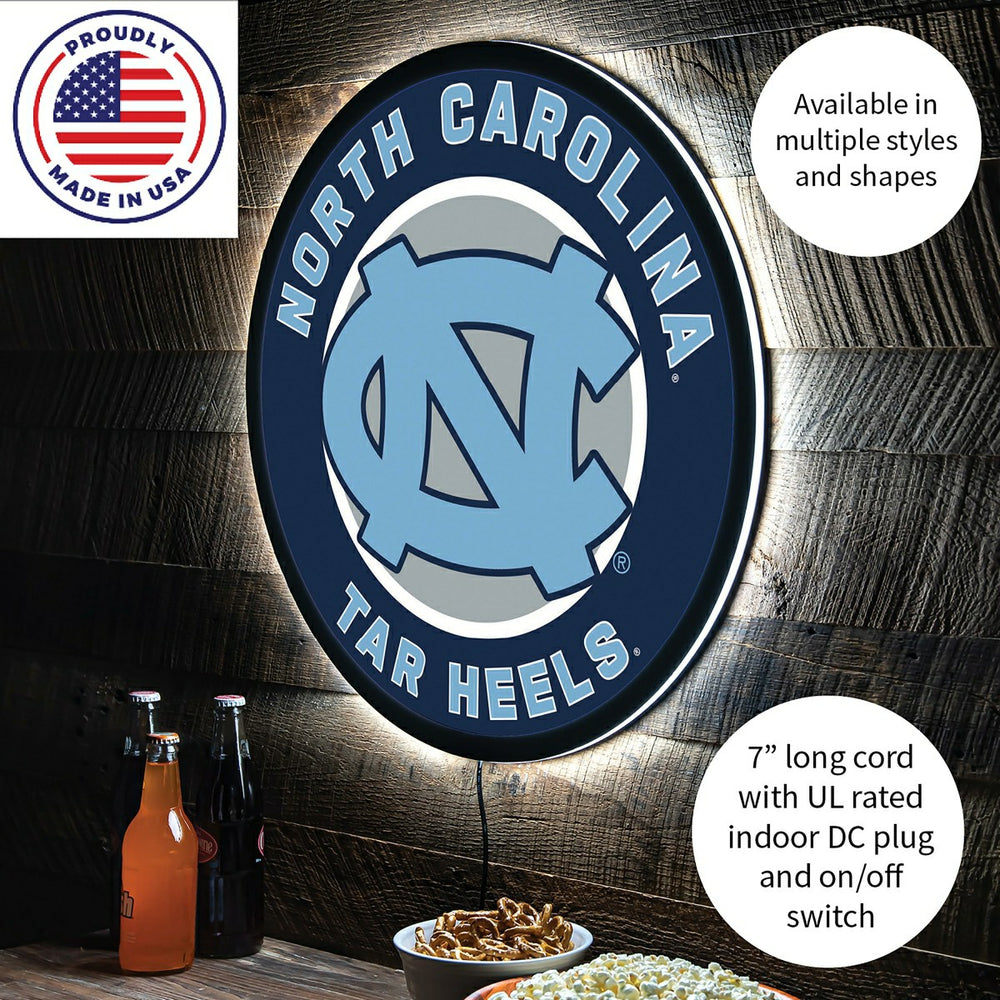 LED Wall Decor, Round, University of North Carolina - Collegiate Home