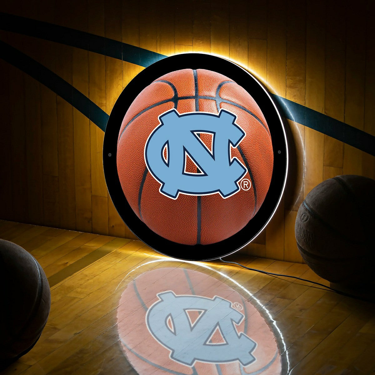 LED Wall Decor, Round, Med, UNC, Basketball - Collegiate Home