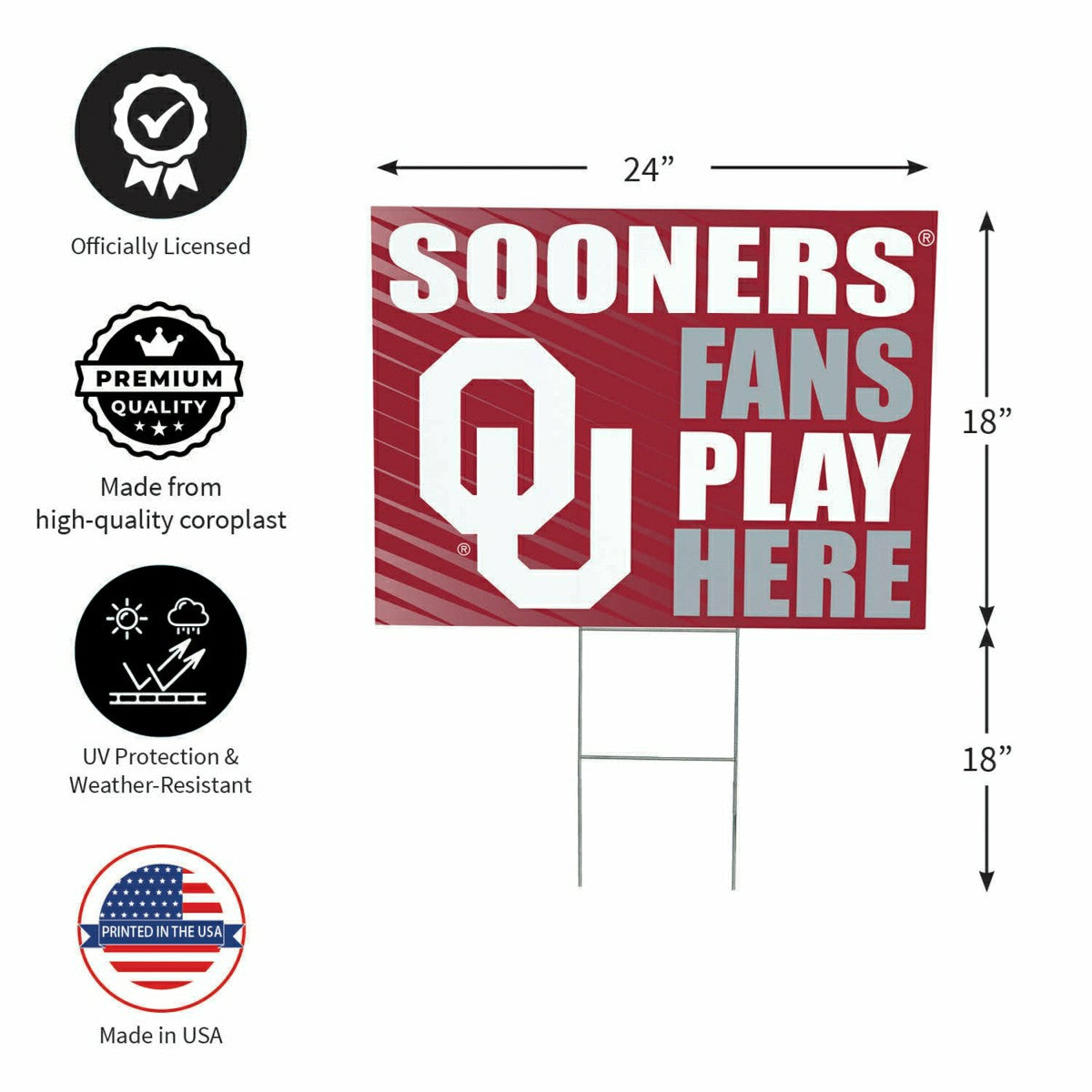 University of Oklahoma Coroplast Yard Sign "Fans Play Here" - Collegiate Home