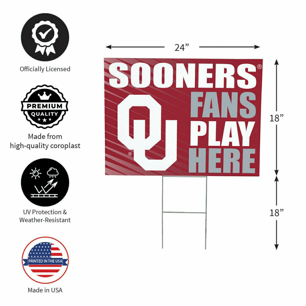 University of Oklahoma Coroplast Yard Sign "Fans Play Here" - Collegiate Home