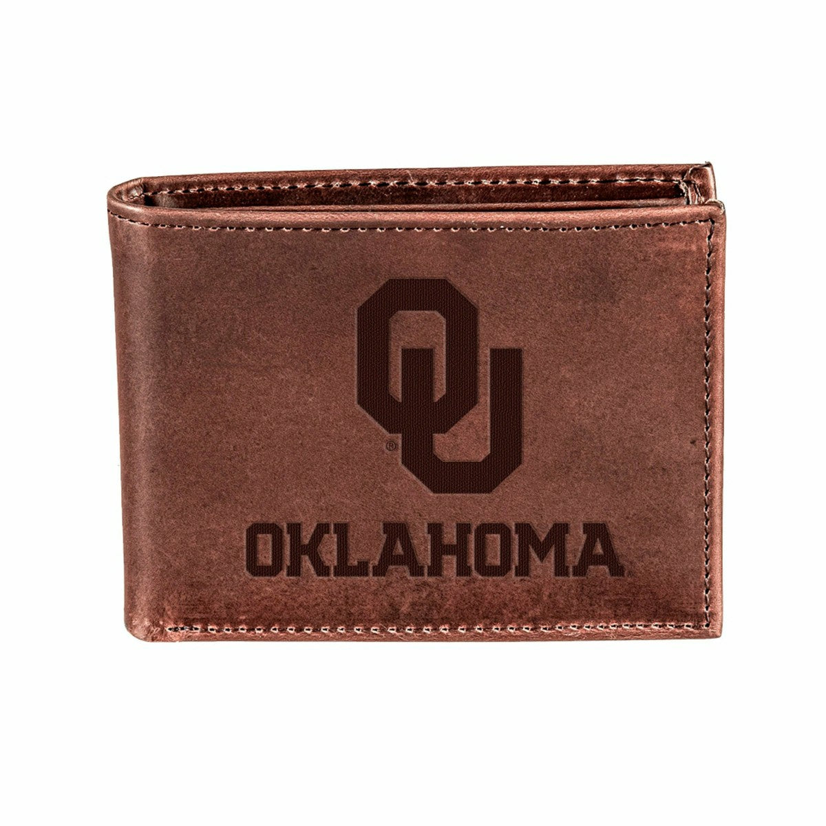 University of Oklahoma, Bi-Fold Wallet, Brown, CH, 100% Genuine Leathe - Collegiate Home
